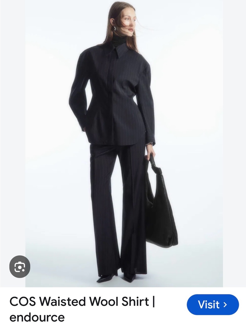 COS Black Pinstripe Long-Sleeve Dress Shirt
